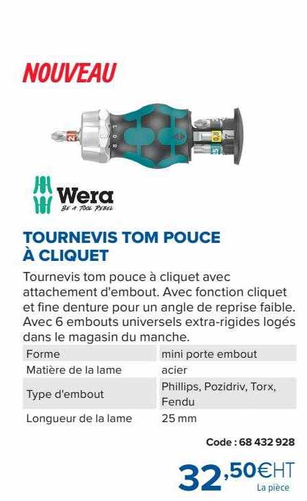 tournevis tom pouce à cliquet wera
