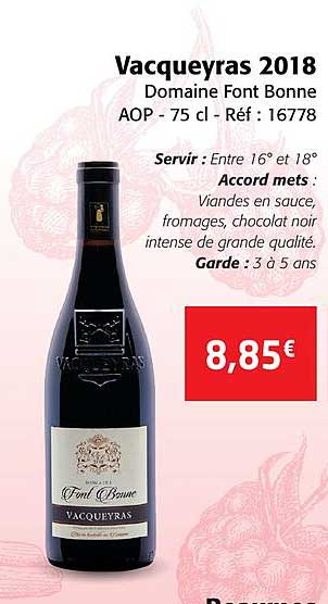 vacqueyras 2018 domaine font bonne aop
