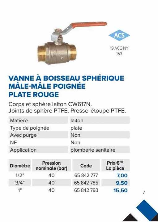 vanne à boisseau sphérique mâle-mâle poignée plante rouge