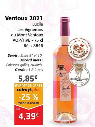 ventoux 2021 lucile les vignerons du mont ventoux aop-hve