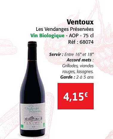 ventoux les vendanges préservées vin biologique - aop
