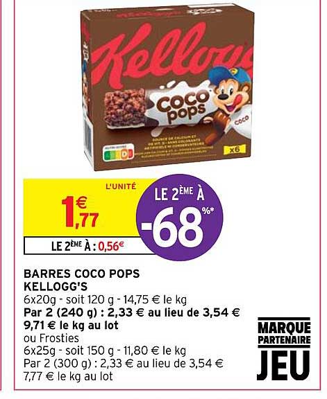 barres coco pops kellogg's