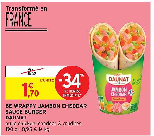 Be Wrappy Jambon Cheddar Sauce Burger Daunat