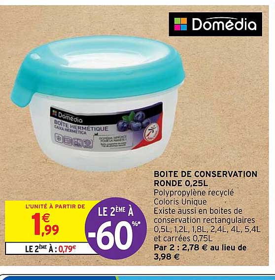 Boîte De Conservation Ronde 0,25 L Domédia