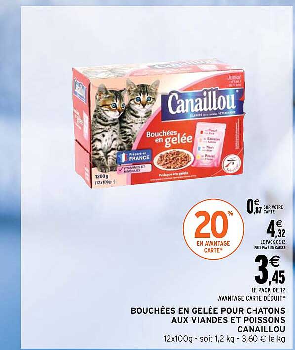 bouchées en gelée pour chatons aux viandes et poissons canaillou