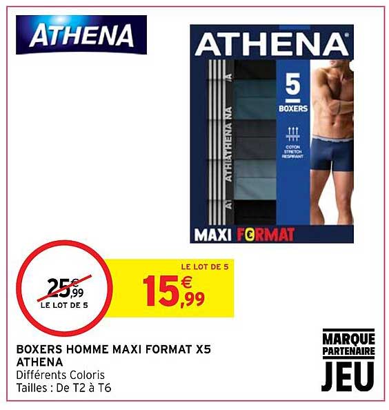 boxers homme maxi format x5 athena