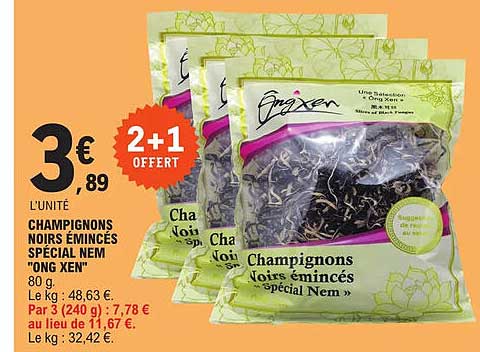 champignons noir émincés spécial nem "ong xen"