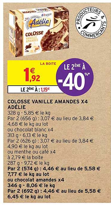 Colosse Vanille Amandes X4 Adélie