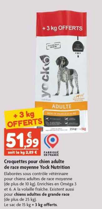 Croquettes  Pour Chien Adulte De Race Moyenne Yock Nutrition