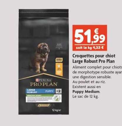 croquettes pour chiot large robust pro plan