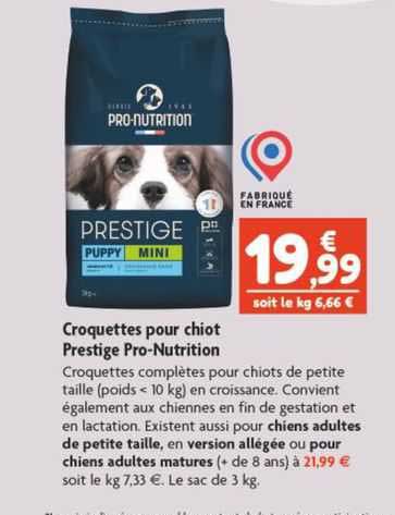 croquettes pour chiot prestige pro-nutrition