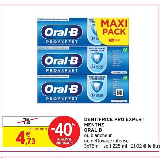 dentifrice pro expert menthe oral b