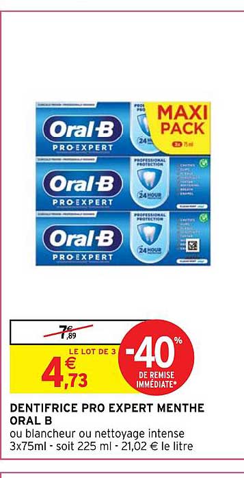 dentifrice pro expert menthe oral b