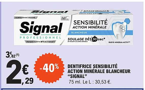 dentifrice sensibilité action minérale blancheur "signal"