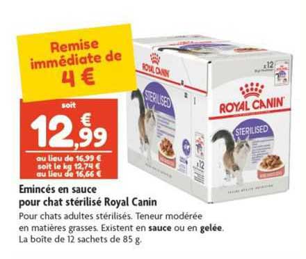 emincés en sauce pour chat stérilisé royal canin