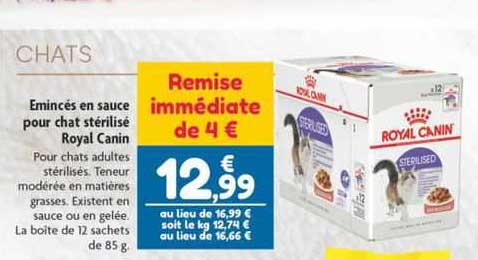 emincés en sauce pour chat stérilisé royal canin
