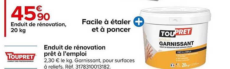 enduit de rénovation prêt à l'emploi toupret