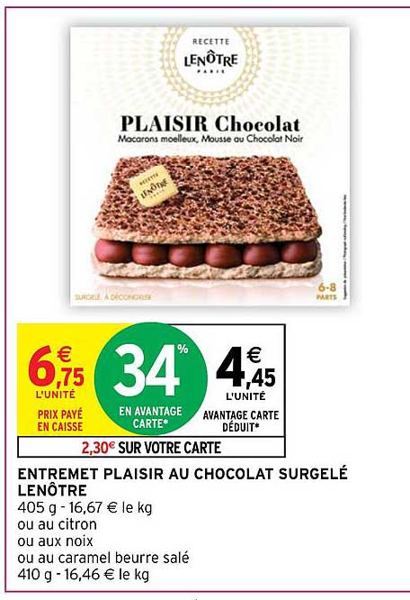 entremet plaisir au chocolat surgelé lenôtre