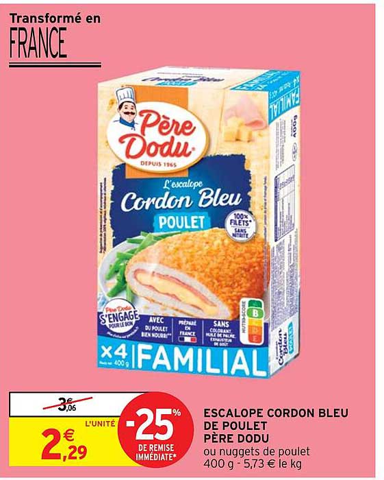 escalope cordon bleu de poulet père dodu