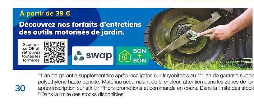 forfaits d'entretiens des outils motorisés de jardin