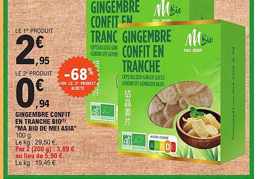 gingembre confit en tranche bio "ma bio de mei asia"