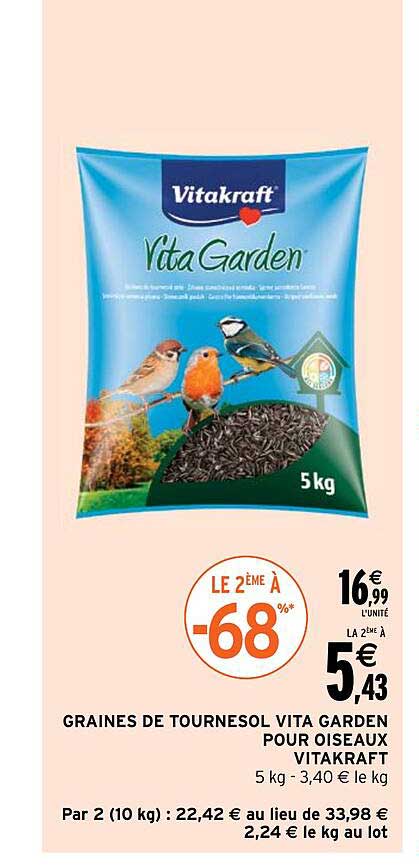Graines De Tournesol Vita Garden Pour Oiseaux Vitakraft