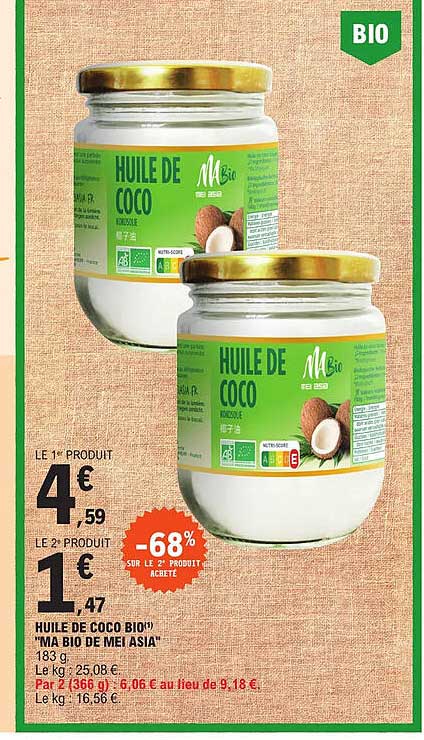 huile de coco bio "ma bio de mei asia"