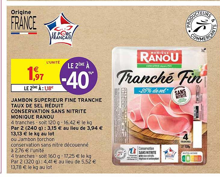 jambon supérieur fine tranche taux de sel réduit conversation sans nitrite monique ranou
