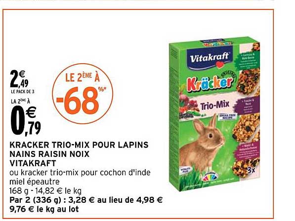 kracker trio-mix pour lapins nains raisin noix vitakraft