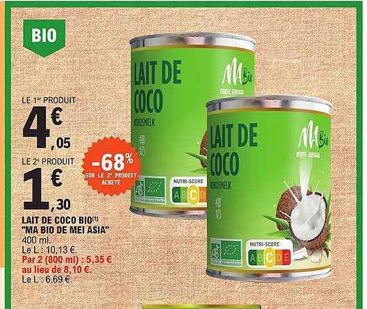 lait de coco bio "ma bio de mei asia"