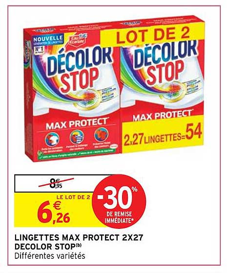 lingettes max protect 2x27 décolor stop