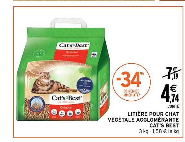 Litière Pour Chat Végétale Agglomérante Cat's Best