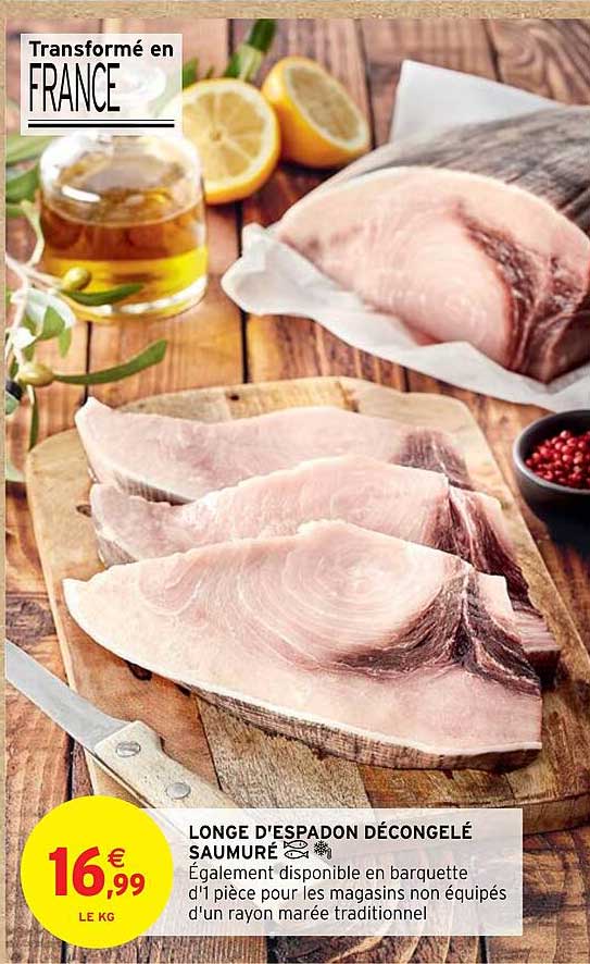 longe d'espadon décongelé saumuré