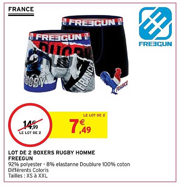 Lot De 2 Boxers Rugby Homme Freegun