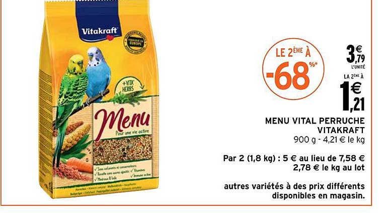 menu vital perruche vitakraft