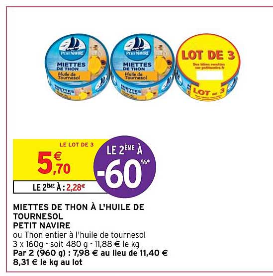 Miettes De Thon à L'huile De Tournesol Petit Navire