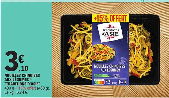 nouilles chinoises aux légumes "traditions d'asie"