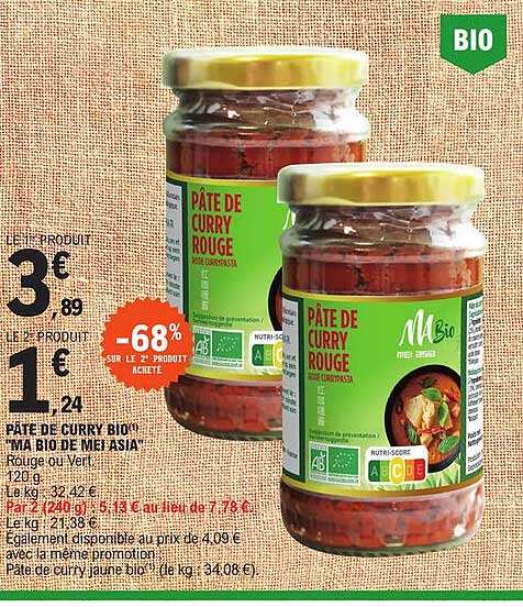 pâte de curry bio "ma bio de mei asia"