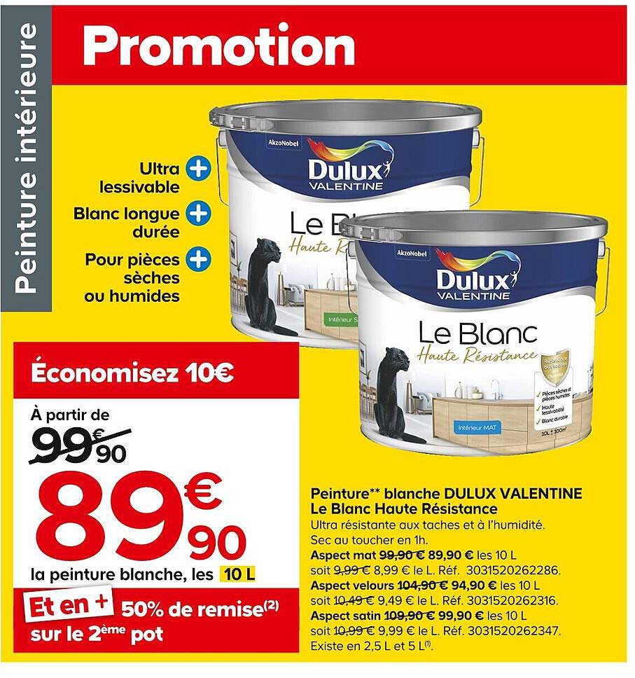 peinture blanche dulux valentine : le blanc haute résistance, aspect, aspect satin