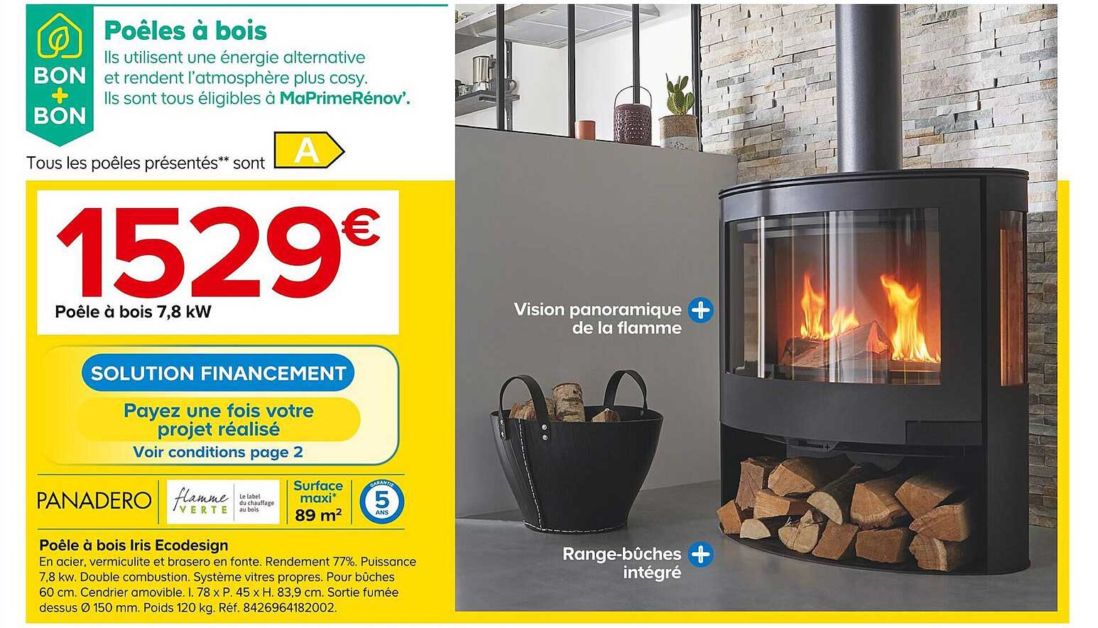 poêle à bois iris ecodesign panadero