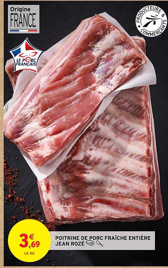poitrine de porc fraîche entière jean rozé