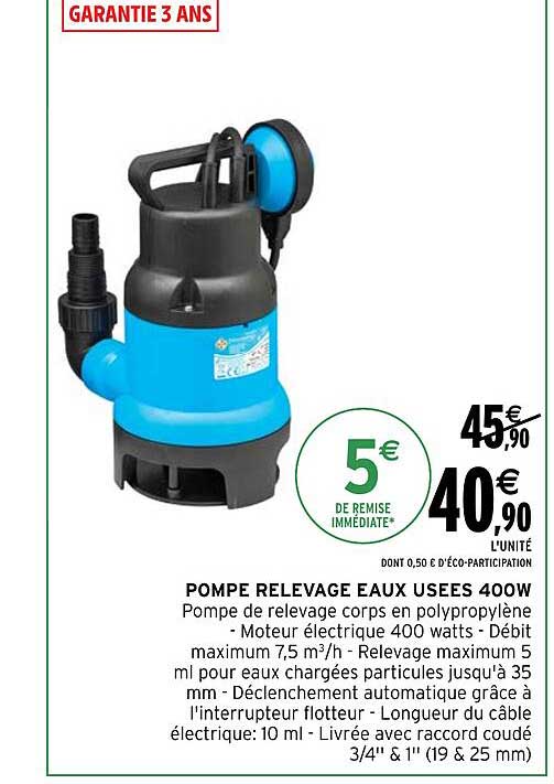 pompe relevage eaux usées 400w