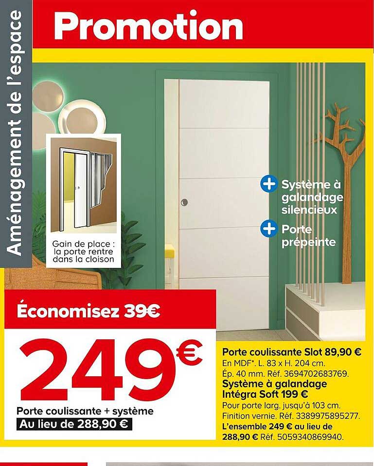 Porte Coulissante Slot, Système à Galandage Intégra Soft