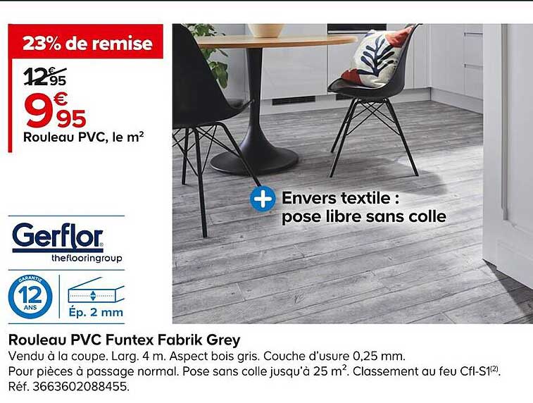 rouleau pvc funtex fabrik grey gerflor
