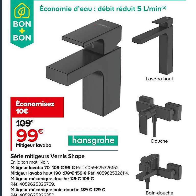 série mitigeurs vernis shape hansgrohe