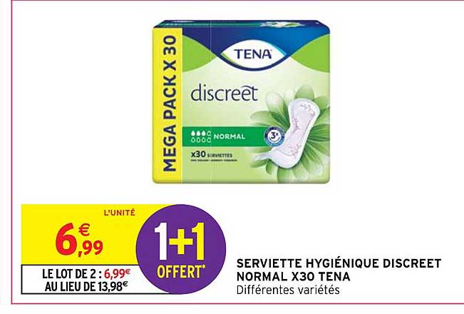 serviette hygiénique discreet normal x30 tena
