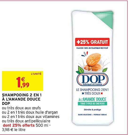 shampooing 2 en 1 à l'amande douce dop