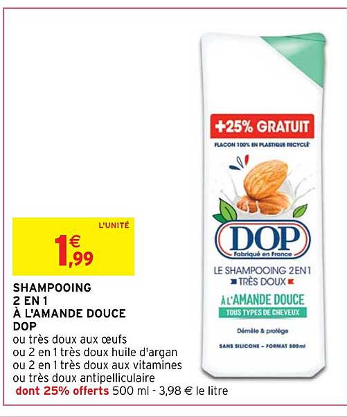 shampooing 2 en 1 à l'amande douce dop