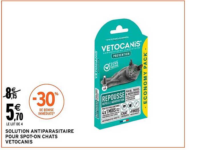 solution antiparasitaire pour spot-on chats vetocanis