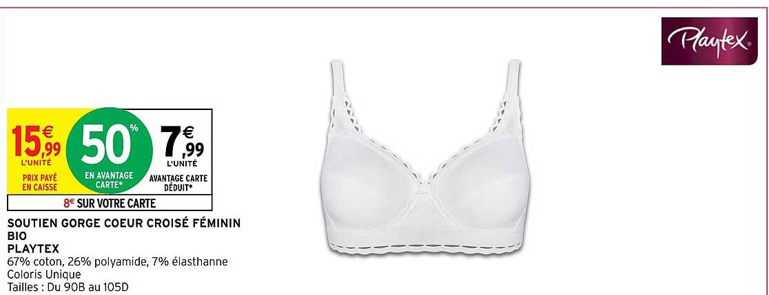 soutien gorge cœur croisé féminin bio playtex